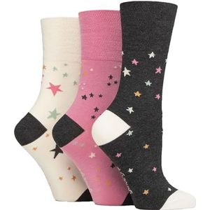Gentle Grip SOCKSHOP Zachte damessokken met patroon en gestreepte zachte ademende bamboe sokken in een multipack van 3, Sterrennacht, 37-42 EU