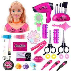 Make-up Pretend Speelset voor Kinderen Kappers Styling Hoofd Pop Kapsel Toy Gift met Föhn voor Kinderen Meisjes
