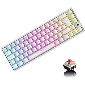 UK Layout 60% Gaming Keyboar RGB Backlit Rode Schakelaar Mechanisch Toetsenbord, 67 Toetsen USB C Draad Toetsenbord Muizen 12000 DPI voor PC Mac Gamer
