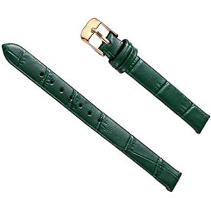 SZCURC Horlogebandje van echt leer, 8-20 mm rundleer, met gereedschap, elegante en duurzame reservearmband voor horloges, roze/goudkleurig/groen, 16 mm