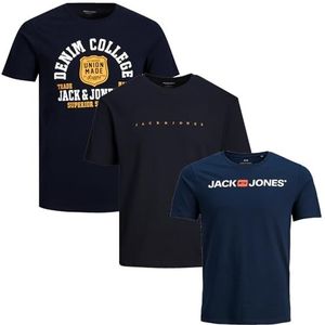 JACK & JONES Heren T-shirt 3-pack grote maten oversized ronde hals O-hals T-shirt 2XL 3XL 4XL 5XL 6XL 7XL 8XL FFA.1z, Pakket van 3 grote maten # 94, 3XL