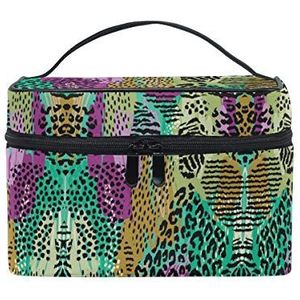 Abstracte giraffe dierenprint cosmetische tas organizer rits make-up tassen zakje toilettas voor meisjes vrouwen