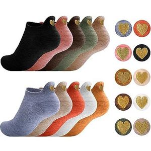 Sporzin Damessokken, 10 paar, personaliseerbaar, damessokken, fantasie, damessokken, 35-42 katoen, grappige grappige grappige sokken, Glimlach, 35-42 EU
