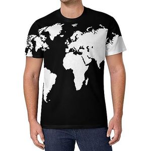 Zwart-wit The Earth Map Heren T-shirt met korte mouwen Causale Ronde Hals Tee Mode Zomer Tops
