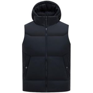 HGKPFGTG Eendendons Vest Voor Dames Afneembare Capuchon Slim Fit Winterjassen Met Gewatteerd Dons Mouwloos Plus Size,Dark blue,3XL