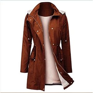 Dames Waterdichte Trench Coat Long Blazer Trench Coat Military Jacket (Color : Brown, Size : L)