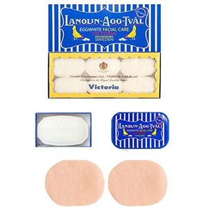 Victoria Soaps of Sweden Zweedse gezichtszeep, lanoline Agg-Tval 50 g x 7, met hoes (droge huid/alle huidtype)