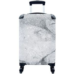 MuchoWow® Koffer - Marmer - Glitter - Grijs - Past binnen 55x40x20 cm en 55x35x25 cm - Handbagage - Trolley - Fotokoffer - Cabin Size - Print