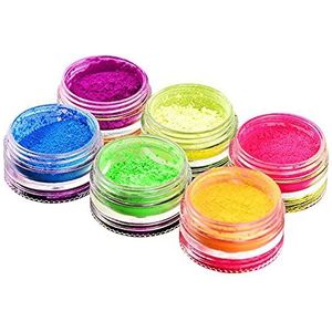 Pigment nagel poeder 6 kleuren fluorescerende kleur nagelpigmenten neon fluorescerende nagel glitter stof nagel pigment nail art pigment poeder