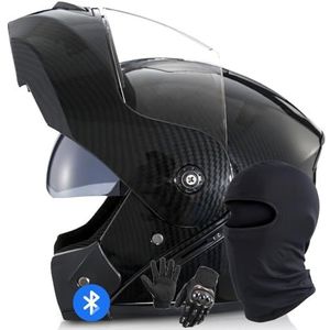 Systeemhelm Met Bluetooth-Motorhelm Geïntegreerde Motorhelm DOT/ECE-Gecertificeerd Bluetooth-Integraalhelm Systeemhelm Met Dubbele Spiegel Voor Dames En Heren G,L/58-59CM
