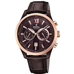 Festina heren chronograaf kwarts horloge met lederen armband F16999/1