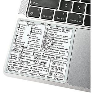 SYNERLOGIC Mac OS-toetsenbordsticker met sneltoetsen, geen residu, gelamineerd vinyl Cheatsheet MacBook-toetsenbordsticker, 83 x 83 mm (wit)