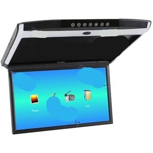 15,6 inch autodakmonitor-tv, neerklapbaar 1080P video HD-scherm MP5-speler met LED en omgevingslicht USB FM-functies(Black)