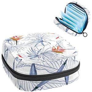 Opbergtas voor maandverband Pads, Menstruatie Cup Pouch, Periode Bag Organizer voor vrouwelijke Pads Tampons, Bloemen en Bladeren