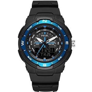 Digitale klok voor mannen, geïmporteerde kwartsbeweging van Japan, groot digitaal horloge, buitensporten, waterdichte LED-horloge,Black blue
