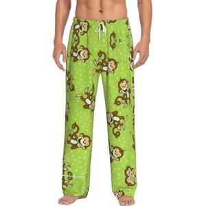 Green Clever Monkey Heren Lange Lounge Wear Broek Nachtkleding Pyjama Bodems Nachtkleding Met Zakken En Trekkoord, Wit, S