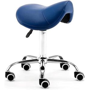 JAVPTAV Professionele kruk met wielen van kunstleer, zitverhoging, verstelbare draaikruk, draagvermogen 150 kg, blauw