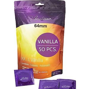 VIBRATISSIMO Vanilla Condooms XXL, 50 stuks, premium aroma, voor mannen, dunne wand, gearomatiseerd, b = 64 mm