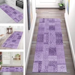 SGLGSTORE Tapijtloper Vloerkleed Anti-slip Keukentapijt Tapijten Wasbaar Woonkamer Slaapkamer Hal Donkerpaars Keukenloper Tapijtmatten Deurmatten Lopers Badmatten 110X240CM Wasserij Tapijtpads