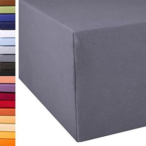 aqua-textil Exclusiv Hoeslaken, 180x200 - 200x220 cm, donkergrijs jersey katoen, 230 g/m² hoeslaken, elastaan laken