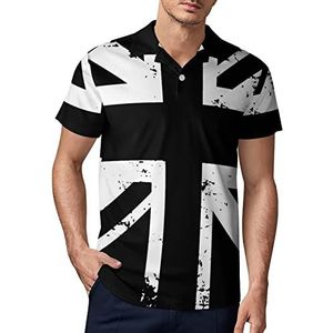 Wit en zwart Britse vlag heren golf poloshirt zomer korte mouw T-shirt casual sneldrogende T-shirts S
