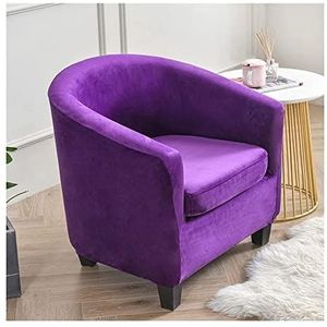 Stretch Tub stoel SLIPCOVER Soft Velvet Club Chair Cover Furniture Protector met elastische bodem 2-delige stoelbankafdekking met armen Hoezensets(Color:New Purple)