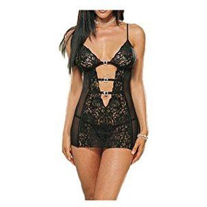 Babydoll, elegant, zwart met kant ""XL