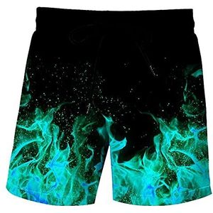 Korte Broeken Heren Vlam Patroon 3D Print Mannen Vrouwen Vakantie Strand Shorts Fun Printed Shorts Cool Zwemshorts S-6Xl-Sapphire_M