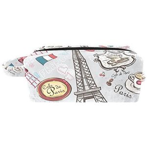 Cosmetische tas,kleine handtas make-uptas voor damesportemonnee,Eiffeltoren in Parijs, Frankrijk,make-uptasjes voor op reis