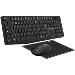 Advance | Elite Wireless Combo | Draadloze Muistoetsenbordset + Mat | Bureauset voor PC/Laptop | Ergonomisch Toetsenbord | Optische Muis 1600 DPI en Stil Wiel | Antislipmat