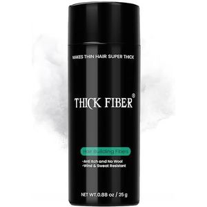 THICK FIBER Haaropbouwvezels (verpakking van 1, WIT) haarvezels voor dunner wordend haar, haarpoeder voor dunner wordend haar, 25 g fles, laat het haar er in enkele seconden dikker uitzien met