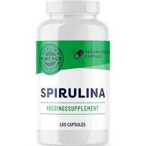 Vimergy Spirulina Capsules, 30 Doseringen – Krachtig Supervoedsel – Veganistisch Supplement - Zonder Antiklontermiddel, Vulstof of Toegevoegde Kleurstof – Non-GMO en Glutenvrij, 180 Capsules