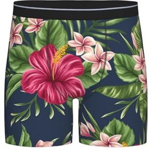 GRatka Boxer slips, heren onderbroek boxershorts, been boxer slips grappig nieuwigheid ondergoed, tropische bloemen Frangipani hibiscus natuur, zoals afgebeeld, XXL