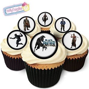 24 Fabulous Pre-Cut Edible Wafer Cake Toppers: Black Panther