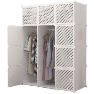 Hangende Kledingkast Plastic Combinatie Garderobe Withdoor Hoekplanken Kleding Stevige Slaapkamer Thuis Slaapzaal Slaapkamer Kast(111 * 47 * 147cm)