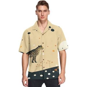 Chinese stijl cheetah shirts voor mannen korte mouw button down Hawaiiaanse shirt voor zomer strand, Patroon, 3XL
