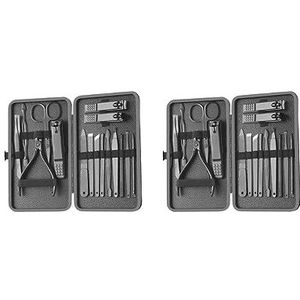2 Set Manicure Nagelknipper Set Nagelvijl Scherpe Oor Lepel Vingernagel Teennagel 16 Stuks, 16 Stuks