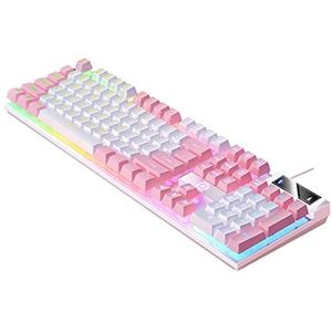 Tityvirnix Mechanische Gaming Toetsenbord USB RGB Backlit voor PC Game Office Wit Roze 435x130x25mm