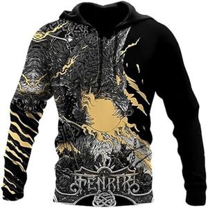 Viking Wolf 3D-geprinte Herentop Met Capuchon, Nieuwe Gepersonaliseerde Sweatshirts Voor Feestevenementen, De Ideale Noordse Middeleeuwse Top.