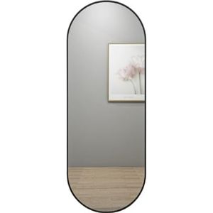 SensaHome Oval Passpiegel - Minimalistische Design Wandspiegel - Staande Spiegel met Metalen Rand - Zwart - Modern - Kleedkamer Spiegel - 50x160CM - Zwart