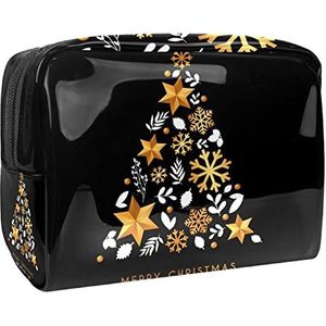 Kleurrijke sneeuwvlok beige waterdichte cosmetische tas met rits, draagbare PVC cosmetische make-up tas tas voor vakantie, reizen, badkamer, Veelkleurig14, 18.5x7.5x13cm/7.3x3x5.1in,
