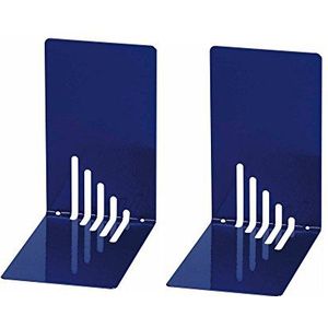 Wedo 1021003 boekensteun (van metaal, 14 x 8,5 x 14 cm) 2 stuks, blauw