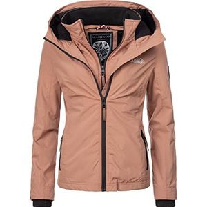 MARIKOO Lichte overgangsjas voor dames, kort met capuchon, aardbei, terracotta, L