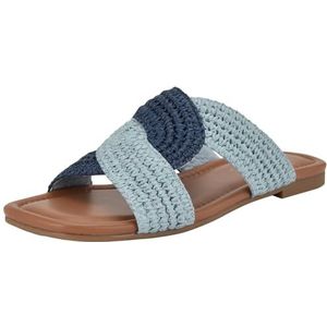 Nine West Dames Quara platte sandalen, blauw 450, 35 EU