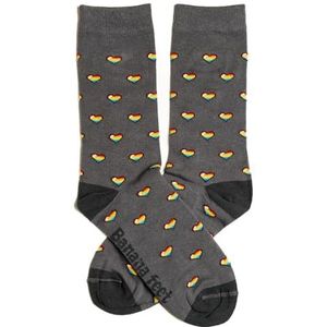 Banana Feet Fantasiesokken voor dames en heren, grappig en origineel, katoen geborduurd met retro en moderne designs, Harten Grijs, 41-45 EU