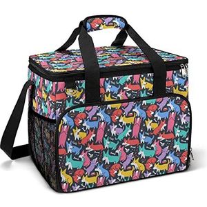 Grappige Leuke Kleurrijke Corgi Honden Patroon Grappige Koeltas Opvouwbare Draagbare Geïsoleerde Zakken Lunch Tote Tas Met Meerdere Zakken Voor Strand, Picknick, Camping, Werk