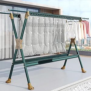 whalebee Opvouwbare Droogrekken Uitschuifbaar 2,5 m Aluminium Kleerhanger Rack Zilver, Goud, Grijs, Groen Grote Capaciteit Wasrek 42 Opknoping Gaten Laadvermogen 80kg