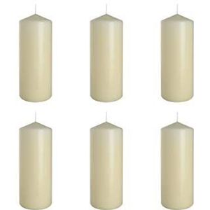 Pijler kaarsen, diameter 8 cm, hoogte 20 cm, zuilkaarsen stompkaarsen ivoor, geurloos, extra lange brandtijd 90h, set 6 stuks (1 doos)