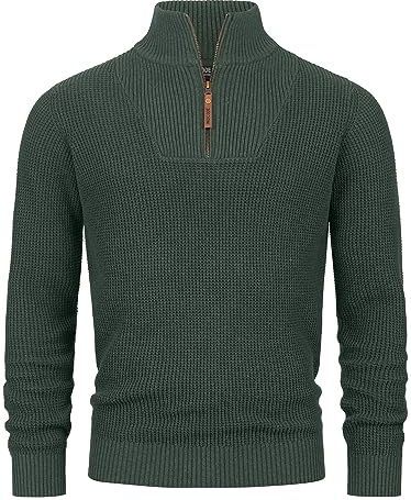 Indicode Heren INYassip Knit Sweater | Gebreide trui met opstaande kraag Army M