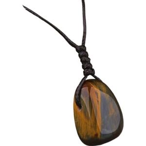 Crystal Stone Knotted Leather Necklace For Women Fashion Amethyst Citrines Pendant Necklace Handmade Jewelry Gifts (Color : Iron Tiger Eye)